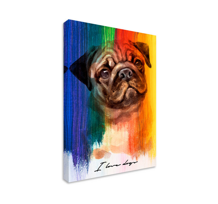 Cuadro perro retrato de pug adorable - TenVinilo