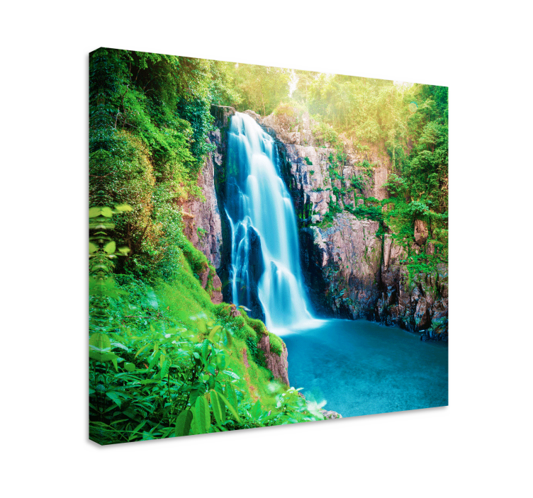 Cuadro paisajes escena de cascada exuberante - TenVinilo