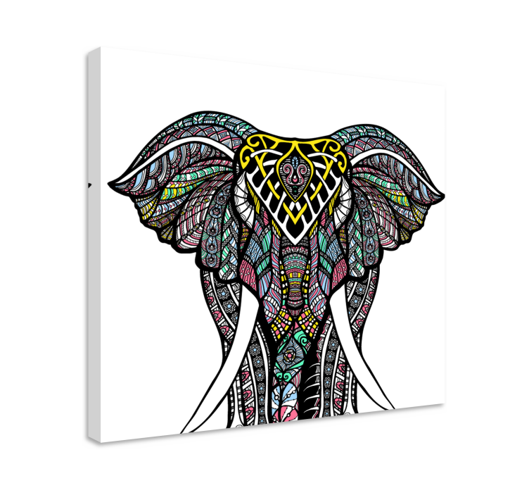 Cuadro elefante Elefante étnico multicolor - TenVinilo