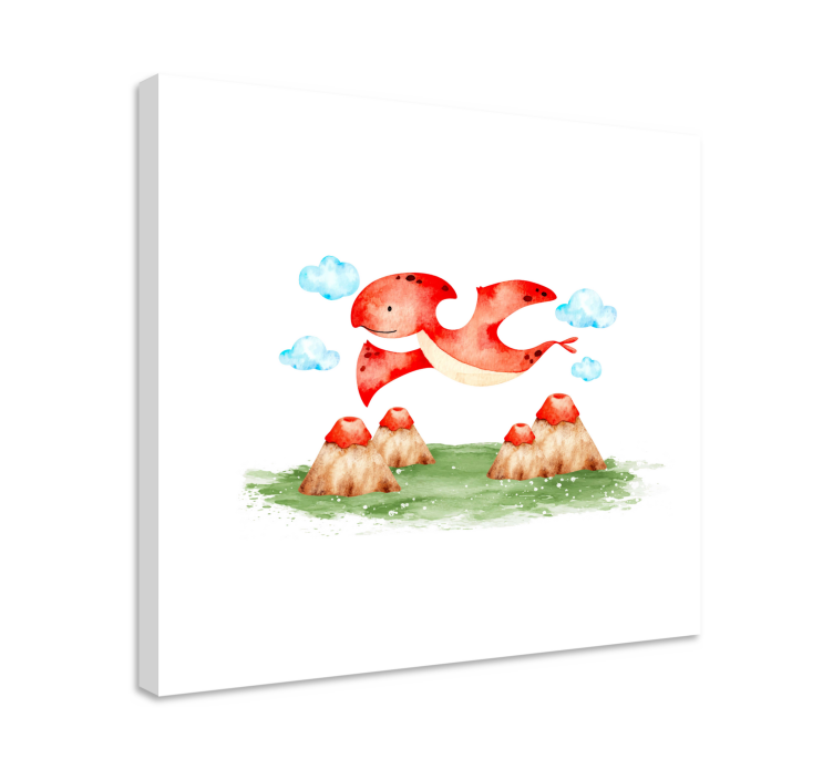 Cuadro dinosaurios criatura roja voladora - TenVinilo