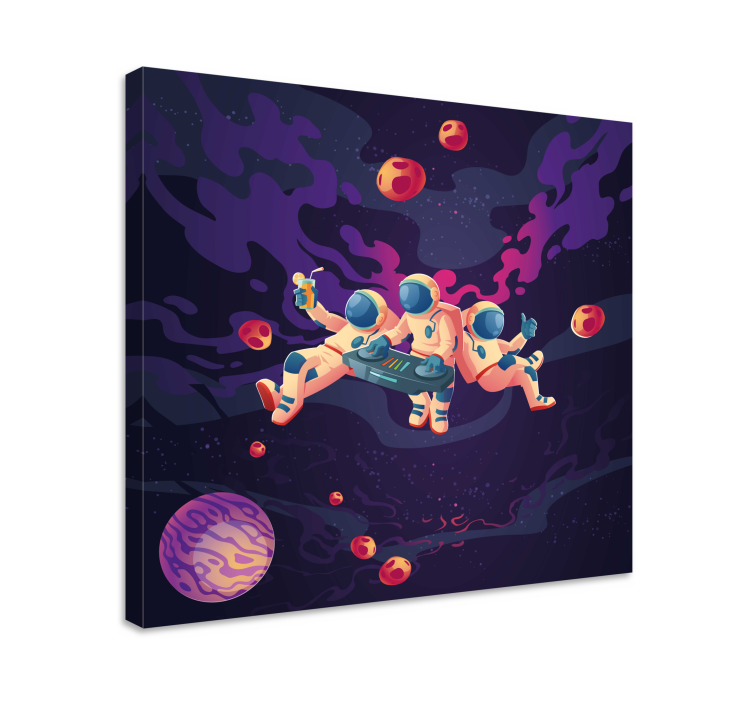 Cuadro videojuego astronautas jugando juntos - TenVinilo