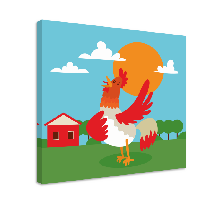 Cuadro animales gallo celebrando el amanecer - TenVinilo