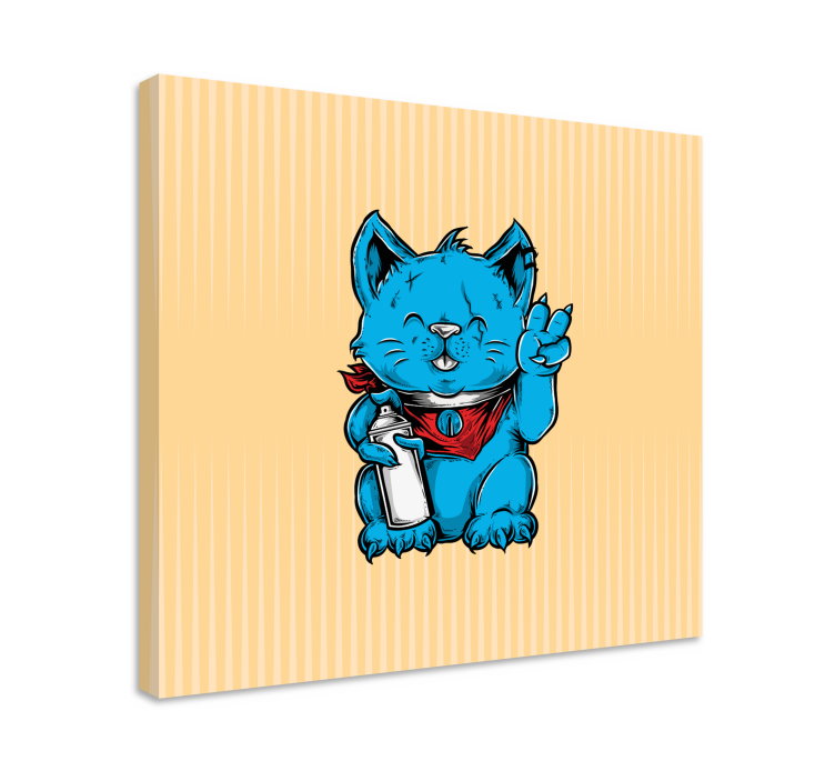 Cuadro de gatos gato azul juguetón - TenVinilo