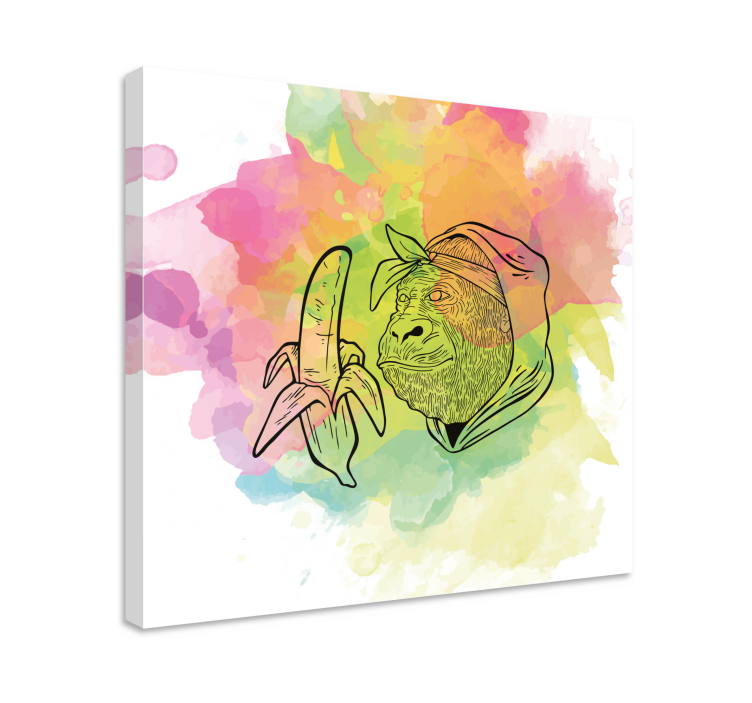 Cuadro abecedario gorila sosteniendo plátano - TenVinilo