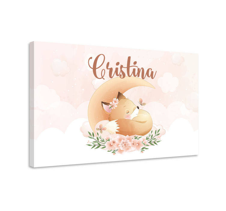 Cuadro personalizable Lindo zorro para niña con nombre - TenVinilo