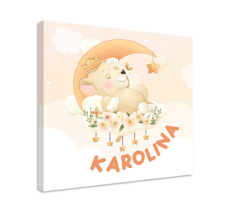 Cuadro para bebés oso dormido soñando - TenVinilo