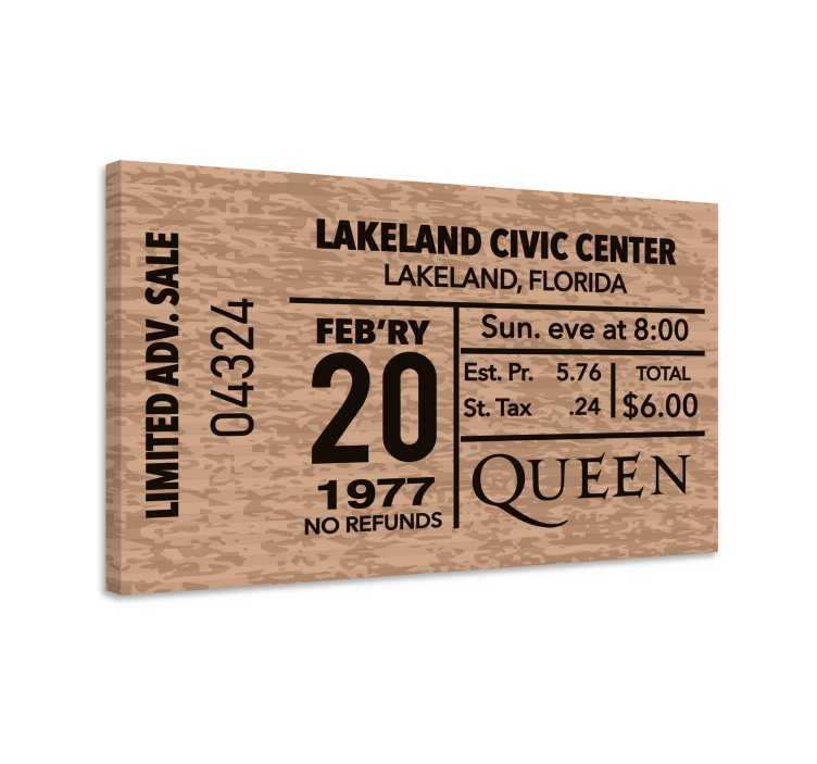 Cuadro vintage entrada para el concierto de queen - TenVinilo
