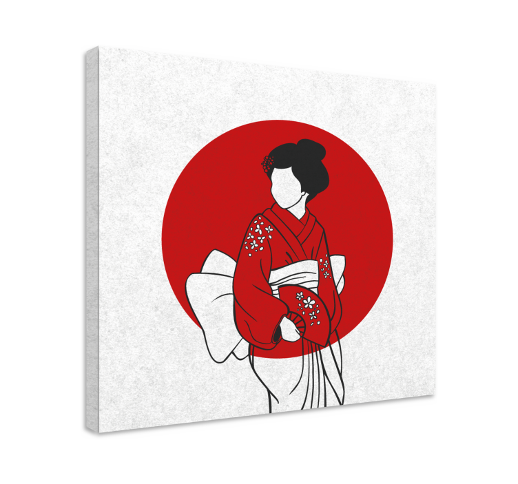 Cuadro oriental elegancia del kimono tradicional - TenVinilo