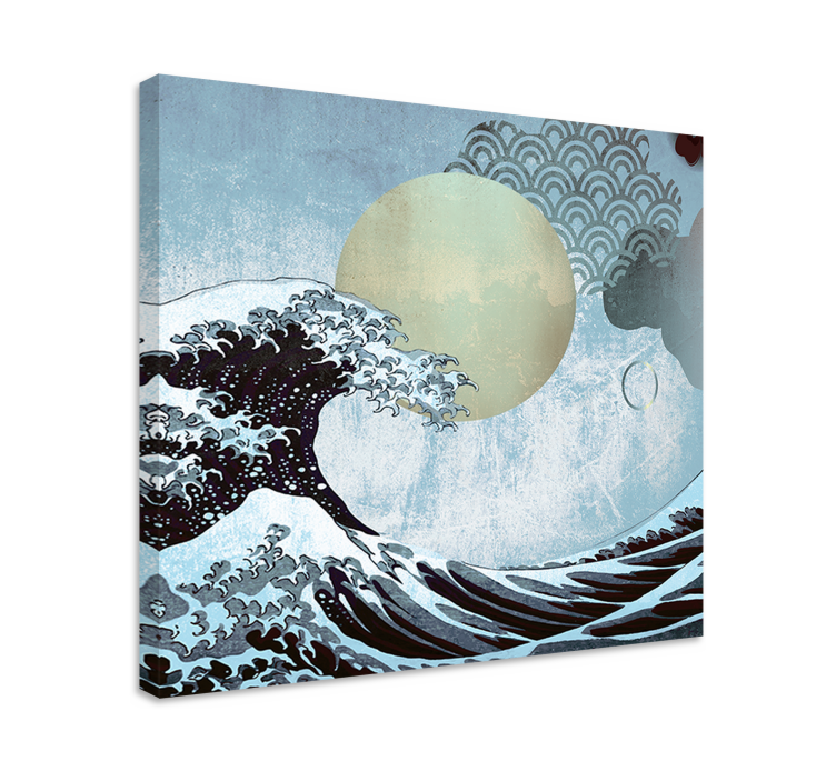 Cuadro paisajes olas y luna - TenVinilo