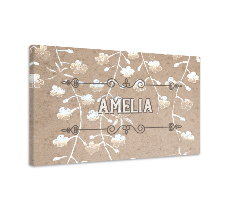 Cuadro personalizable decoración floral con nombre - TenVinilo