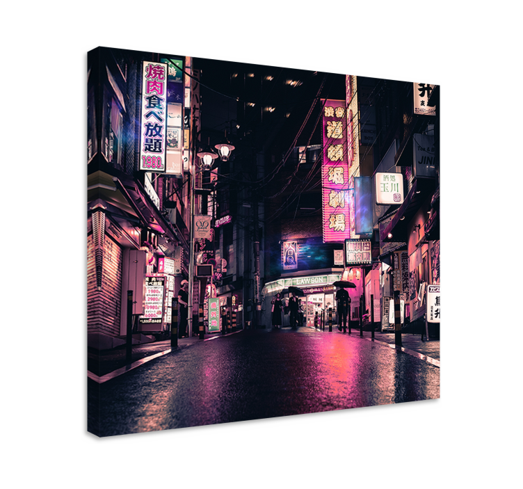 Cuadro ciudades neon calles de noche - TenVinilo
