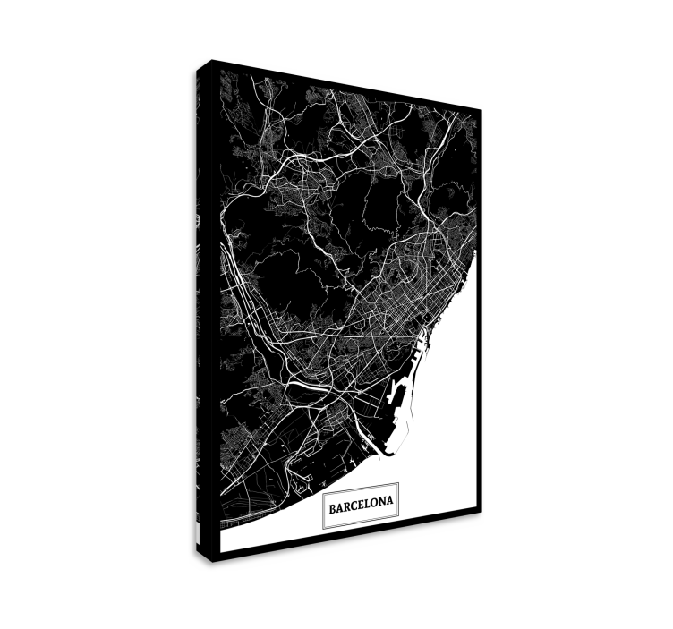 Cuadro ciudades con mapa topográfico Barcelona - TenVinilo