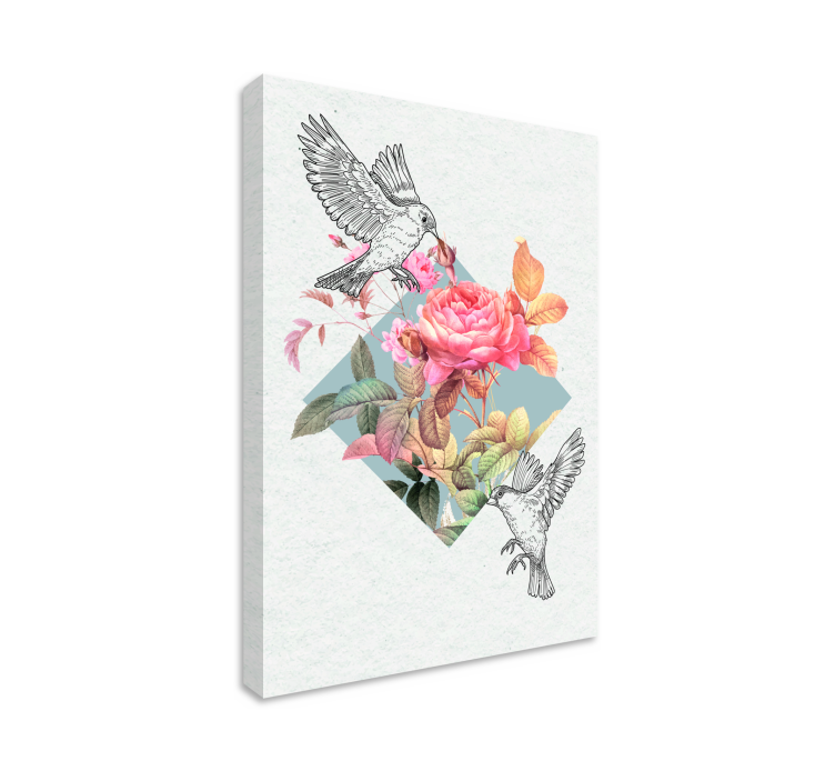 Cuadro flores con pájaros - TenVinilo