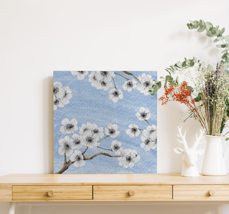 Cuadro comedor pintura de cerezo blanco - TenVinilo
