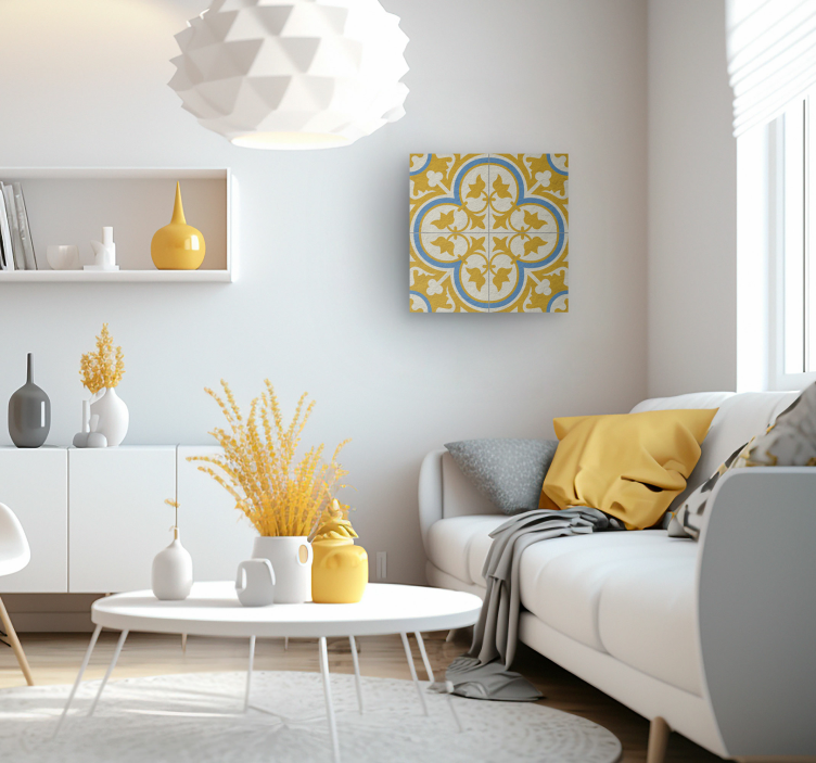 Cuadro vintage azulejo hidráulico amarillo - TenVinilo
