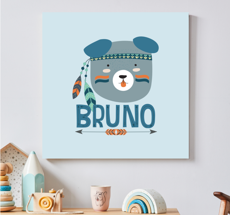 Cuadro animales ilustración de oso juguetón - TenVinilo