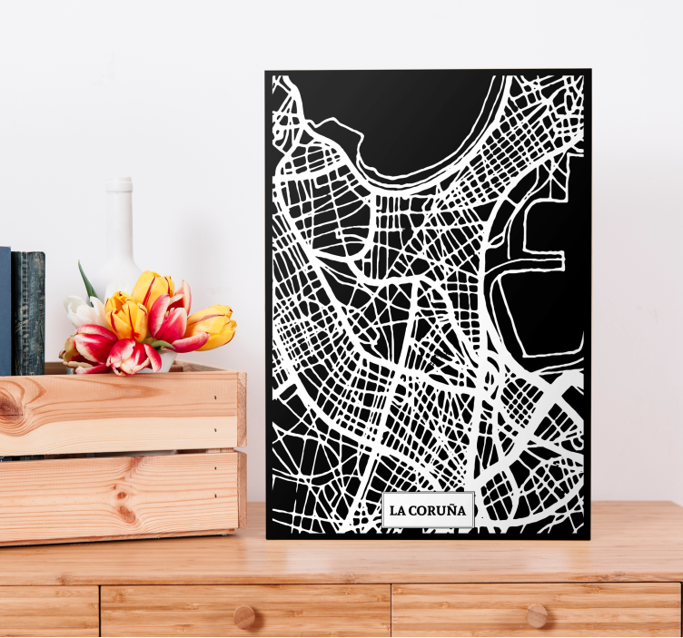 Cuadro de ciudades Mapa topográfico de Coruña - TenVinilo