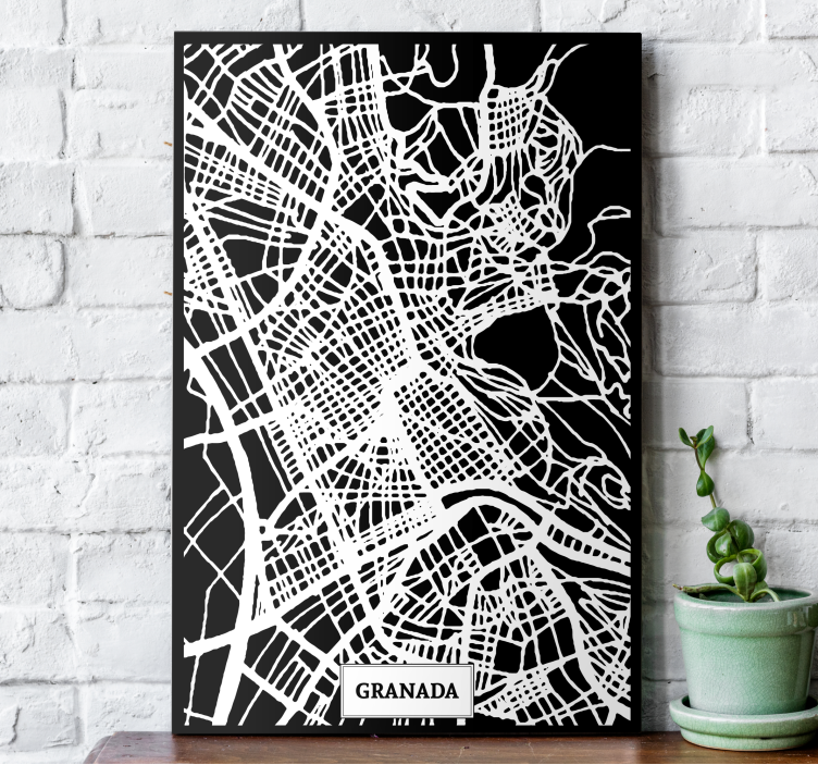 Cuadro ciudades con Mapa topográfico de Granada - TenVinilo