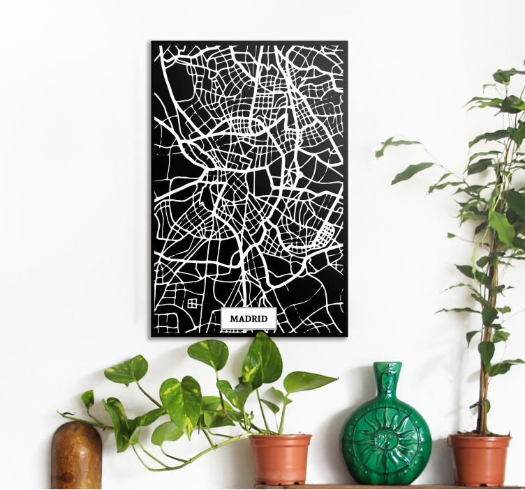 Cuadro de ciudades con Mapa topográfico Madrid - TenVinilo