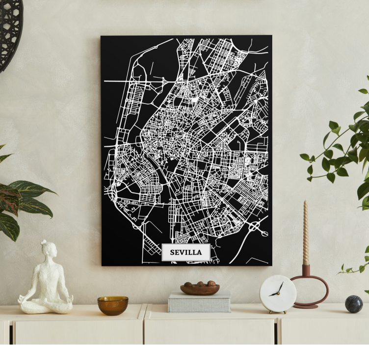 Cuadro ciudades mapa topográfico de Sevilla - TenVinilo