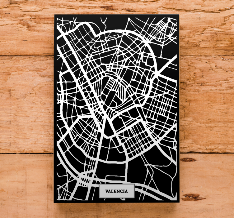 Cuadro de ciudades Mapa topográfico Valencia - TenVinilo
