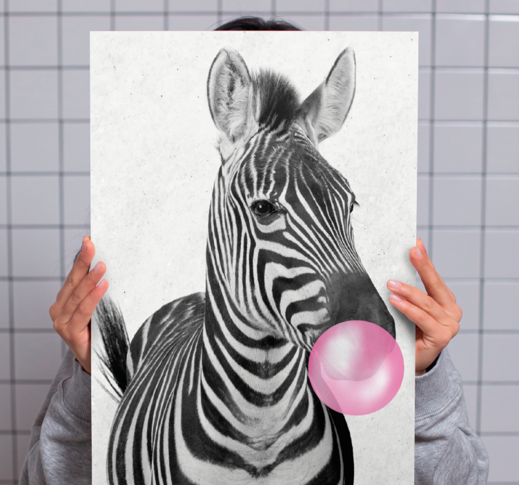 Cuadro animales cebra con chicle - TenVinilo