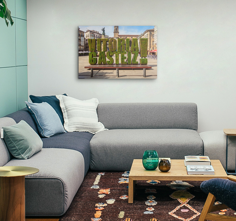 Cuadro de ciudades letrero Vitoria plantas - TenVinilo