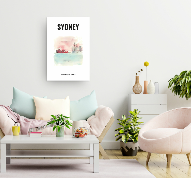 Cuadro de ciudades Sydney coordenadas - TenVinilo