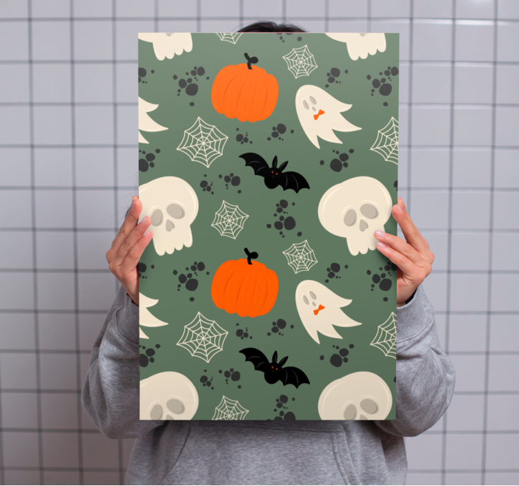 Cuadro dinosaurios con elementos de halloween - TenVinilo