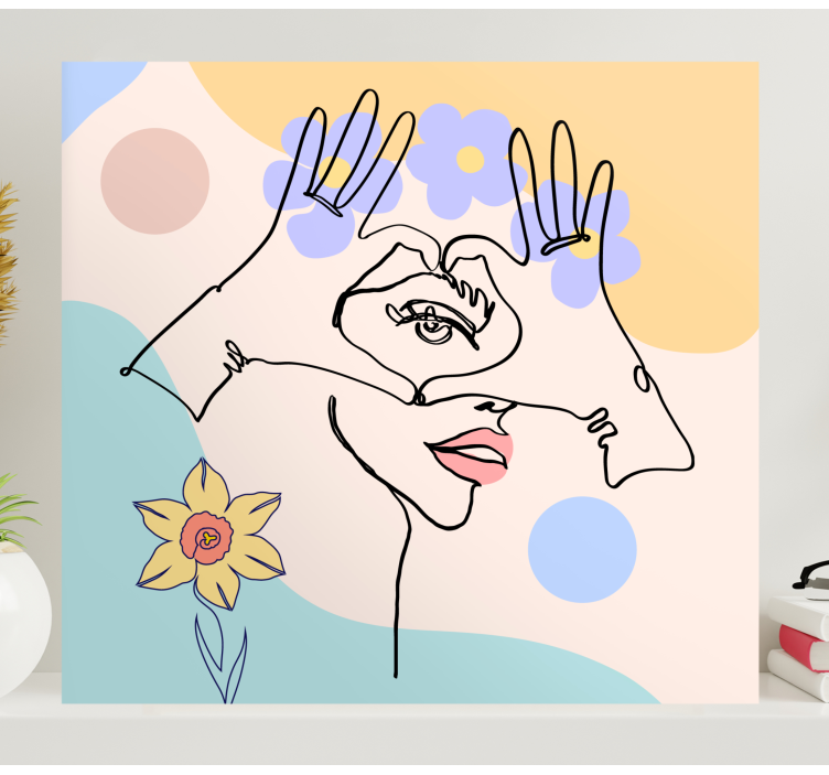 Cuadro arte trabajo de línea de mano abstracto - TenVinilo