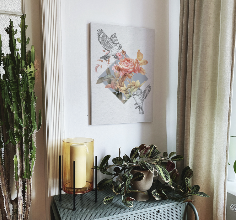 Cuadro flores con pájaros - TenVinilo