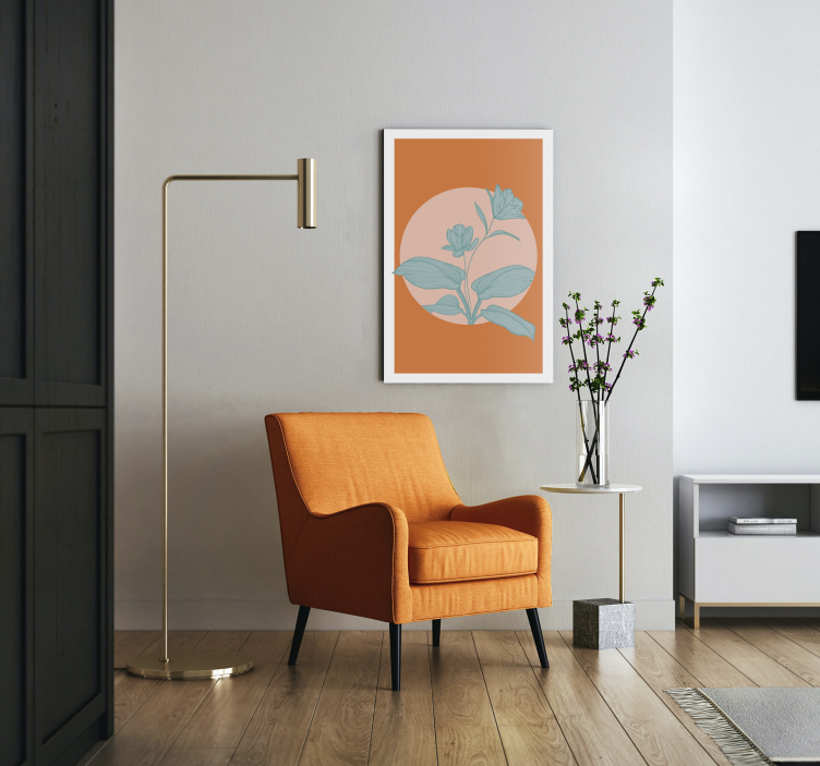 Cuadro de flores ilustración estilizada naranja - TenVinilo