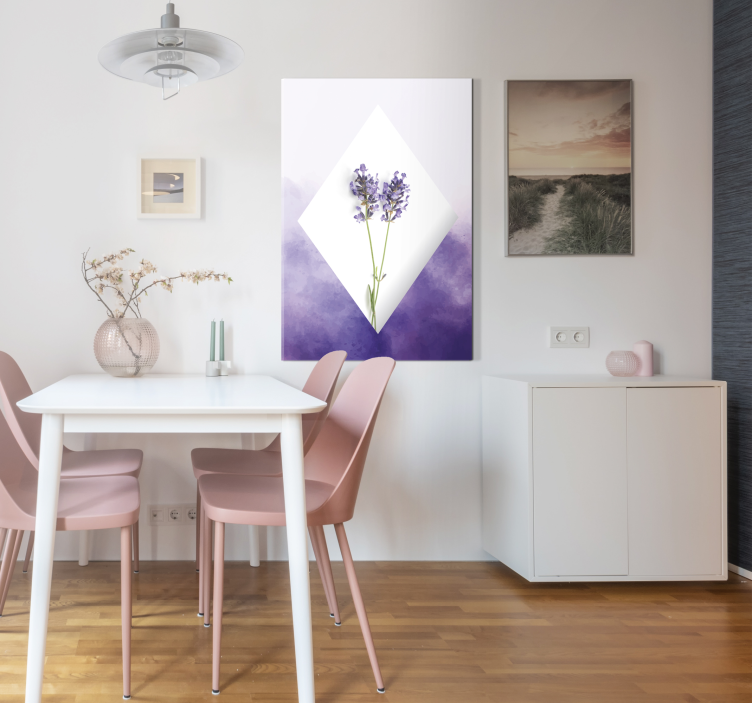 Cuadro flores lavanda colage acuarela - TenVinilo