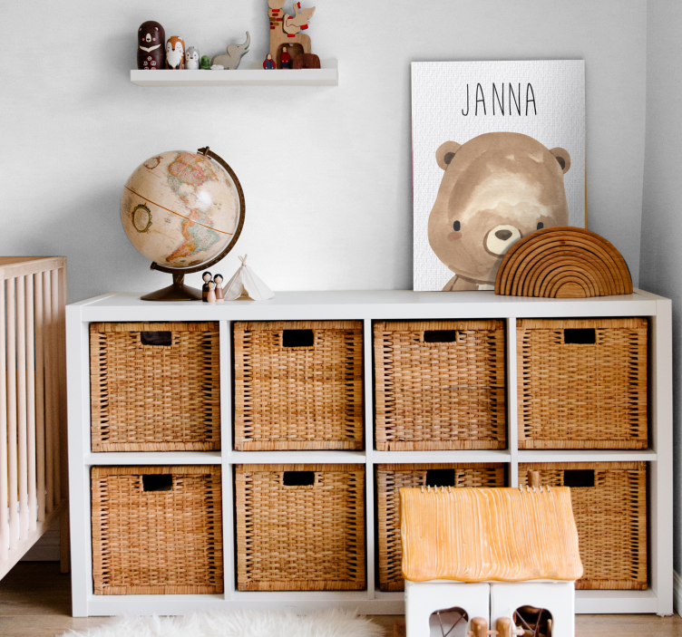 Cuadro dormitorio infantil osito con nombre - TenVinilo