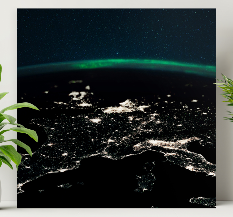 Cuadro mapamundi vista aérea nocturna - TenVinilo