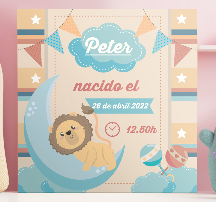 Cuadro para bebés celebración del león y la luna - TenVinilo