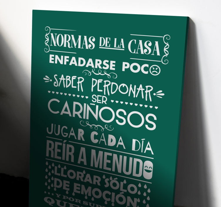Cuadro para recibidor reglas de la casa - TenVinilo