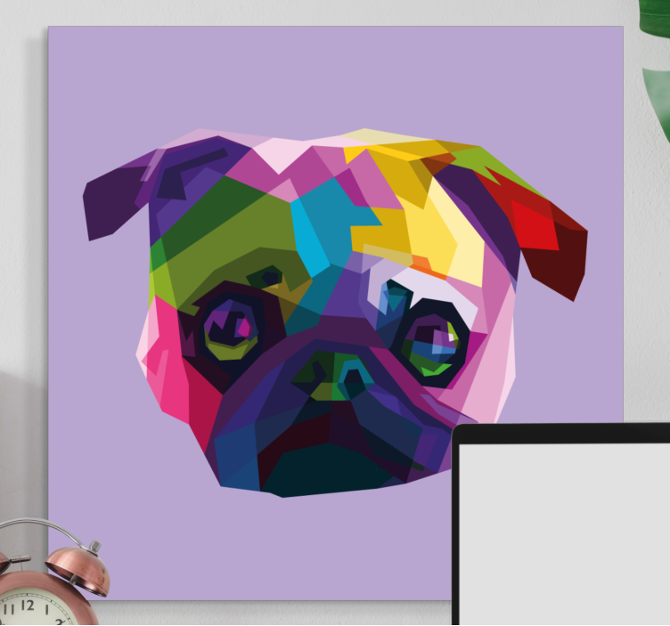 Cuadro perro cara de pug colorida - TenVinilo
