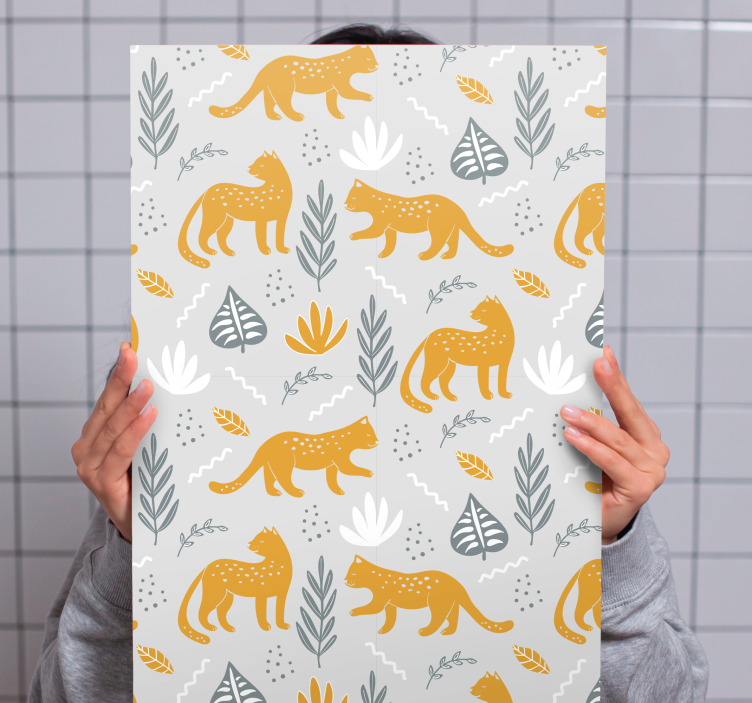 Cuadro perro patrón de animales juguetones - TenVinilo