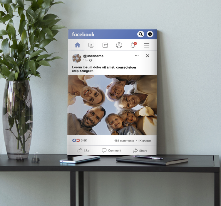 Cuadro personalizable pantalla de Facebook - TenVinilo