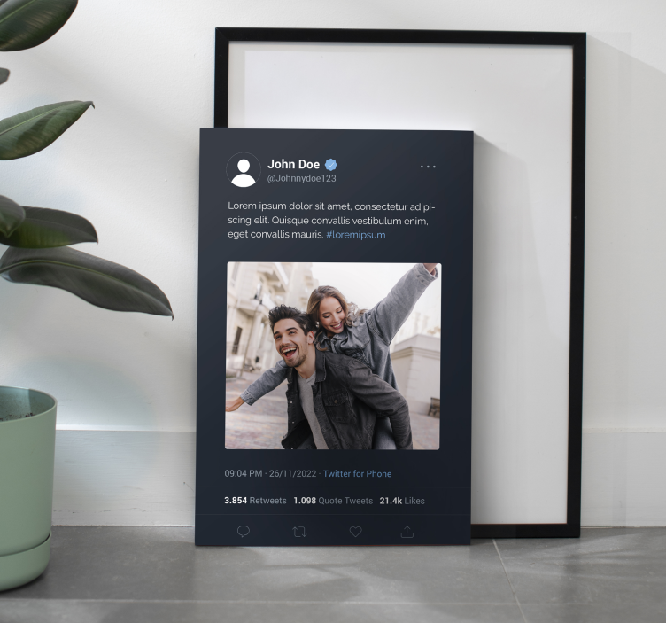 Cuadro personalizable X pantalla de Twitter - TenVinilo