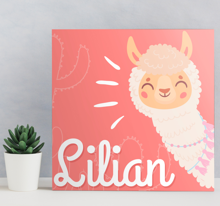 Cuadro para bebés llama personalizada - TenVinilo