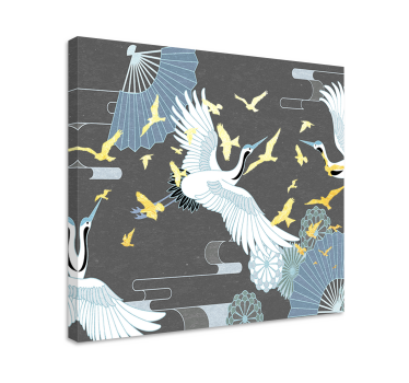 Cuadro oriental vuelo de grullas elegantes - TenVinilo