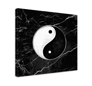 Cuadro decorativo oriental mármol negro y simbolo yin yang - TenVinilo