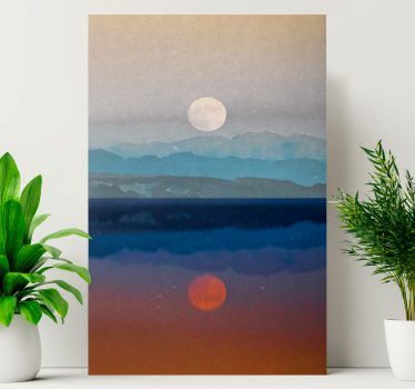 Cuadro de paisaje lugar hermoso diseño de luna - TenVinilo