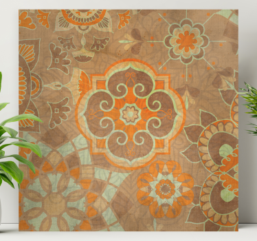 Cuadro oriental motivos botánicos elaborados - TenVinilo