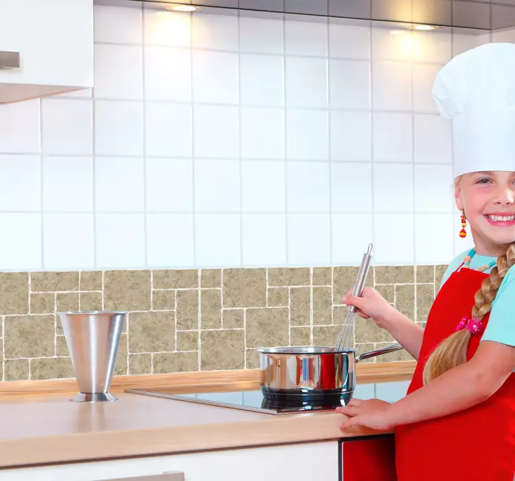 Azulejos adhesivos baño efecto piedra beige - TenVinilo