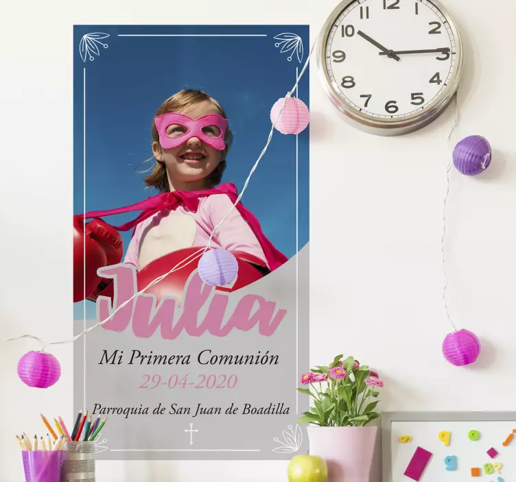 Vinilo pared recordatorio comunión con imagen - TenVinilo