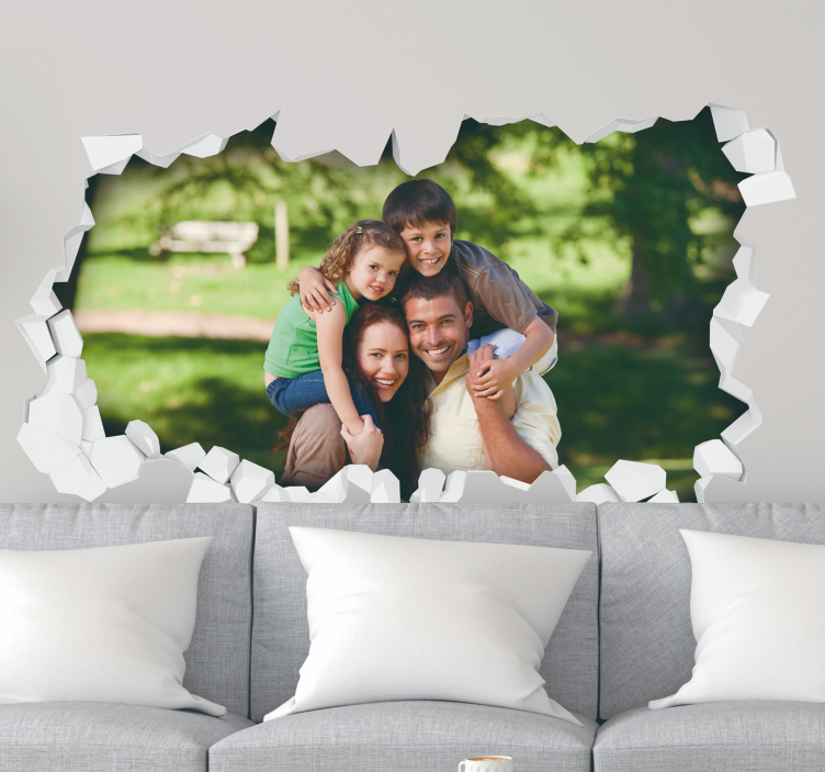 Vinilo pared salón 3D foto personalizada - TenVinilo