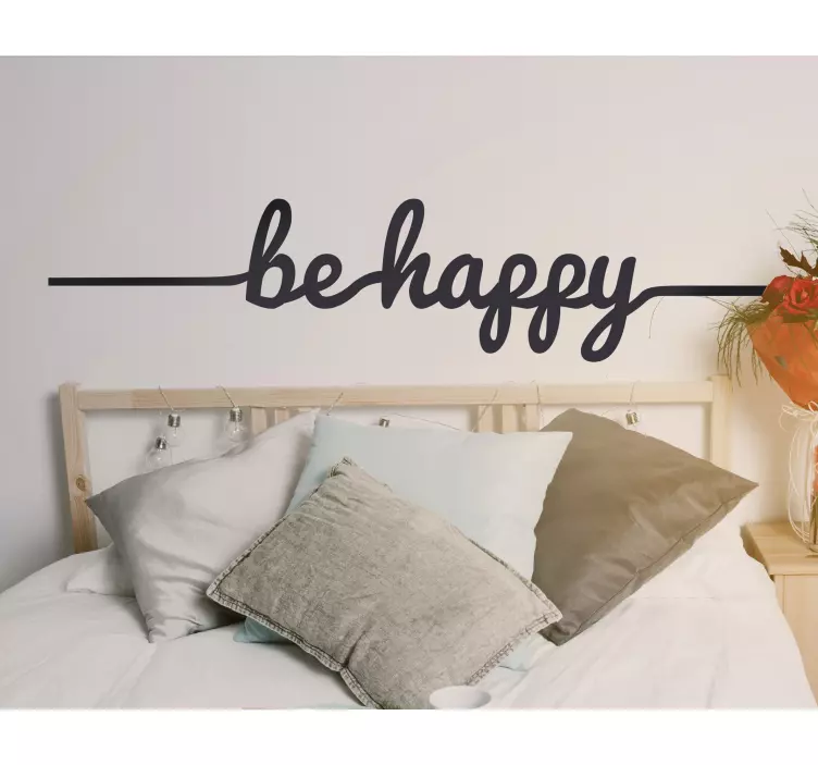 Vinilo decorativo pared dormitorio línea be happy - TenVinilo